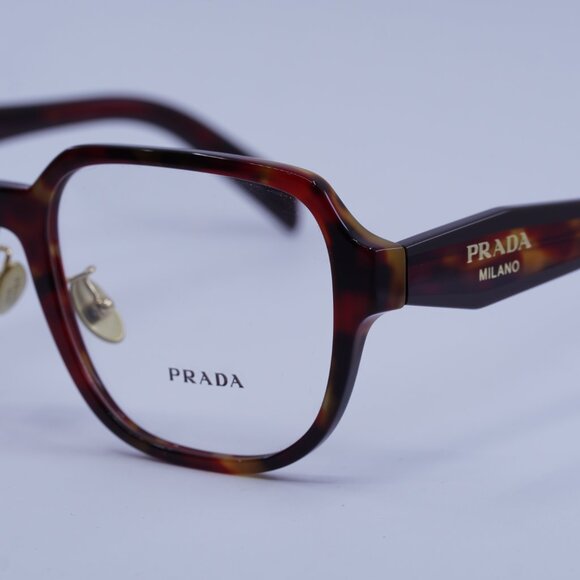 Prada PRB07VD 22A1O1 Eyeglasses Poppy Tortoise/Bordeaux 56mm Square Frame - Picture 9 of 11